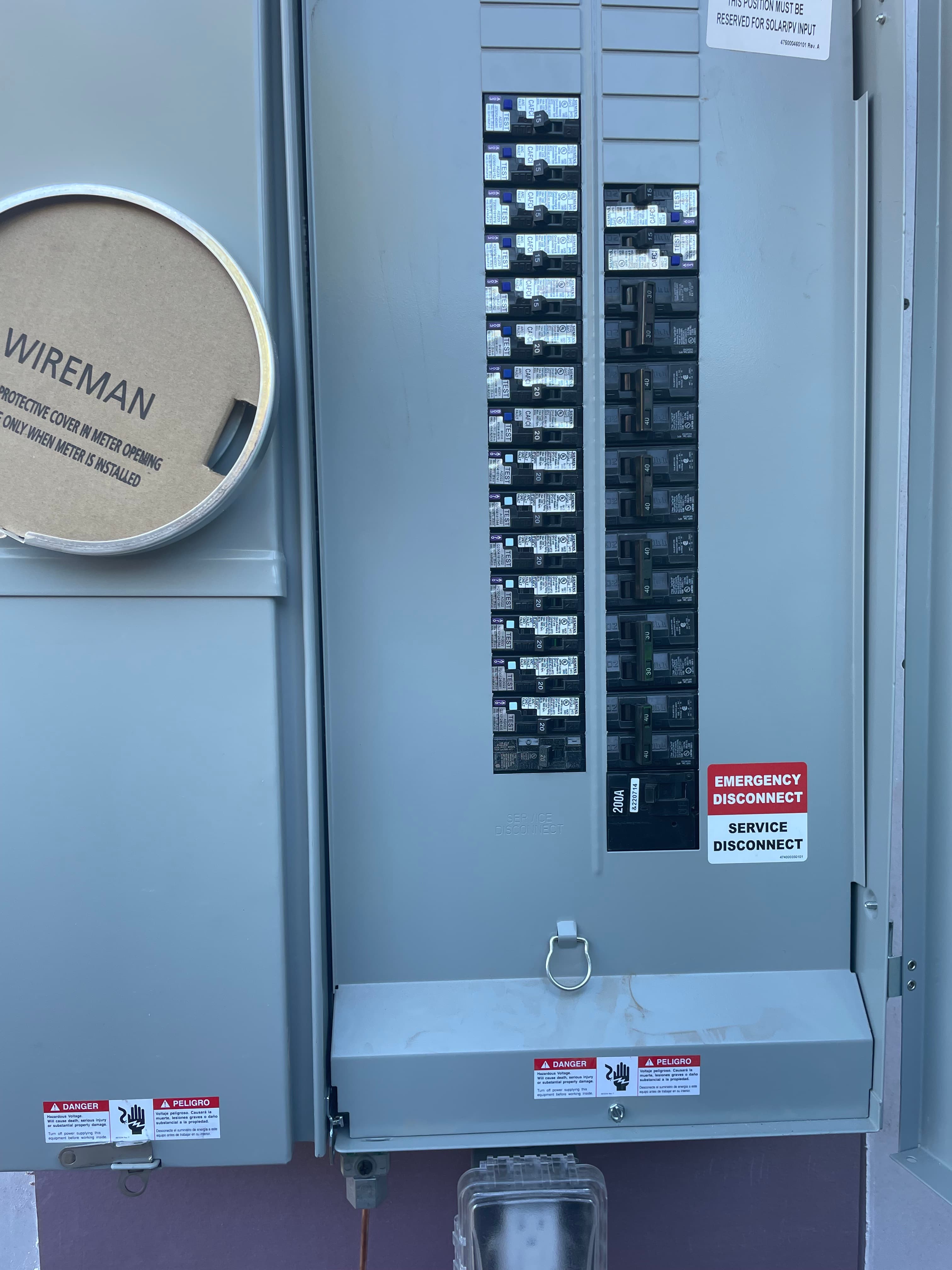 New residential electrical panel install